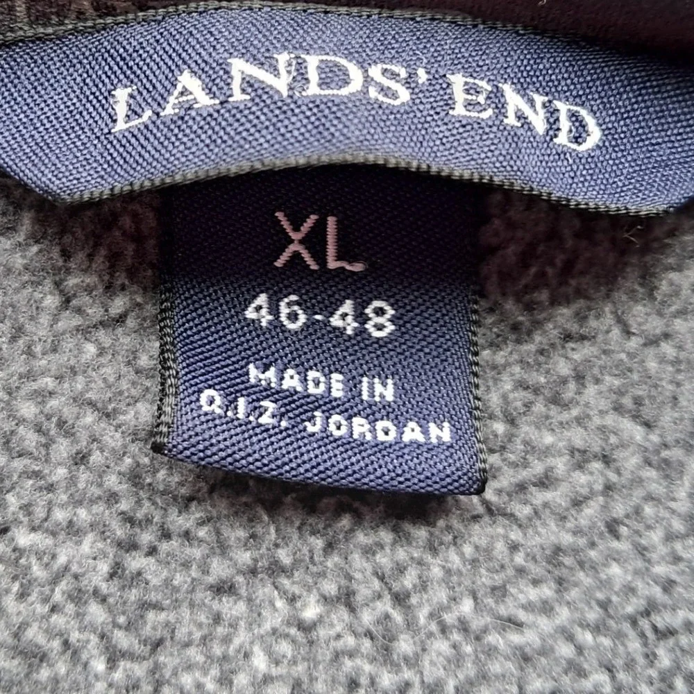 Lands' End‎ Mens XL ThermaCheck Fleece Jacket Gray Full Zip Mock Neck 46-48